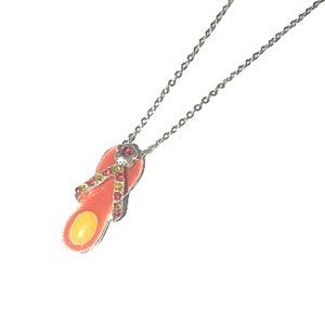 Orange Silver Rhinestone Flip Flop Charm Necklace
